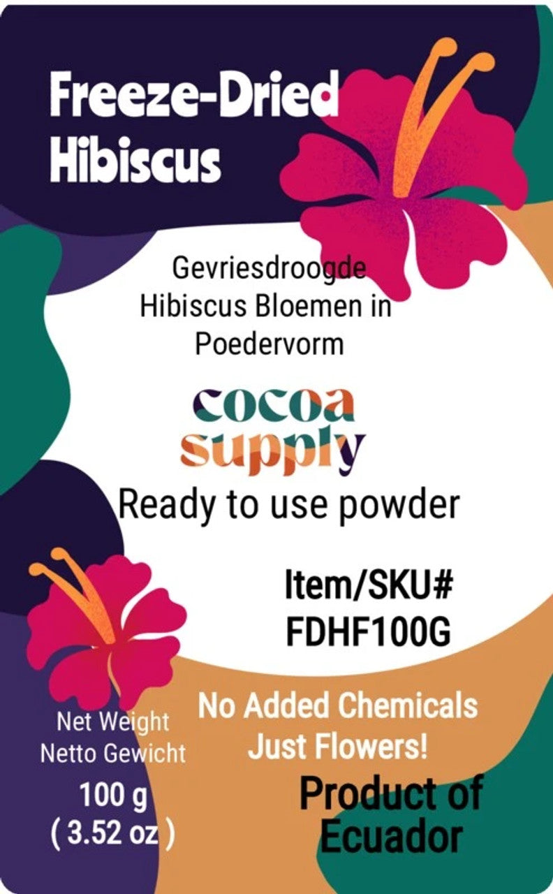 Label for freeze dried hibiscus jamaica flower powder