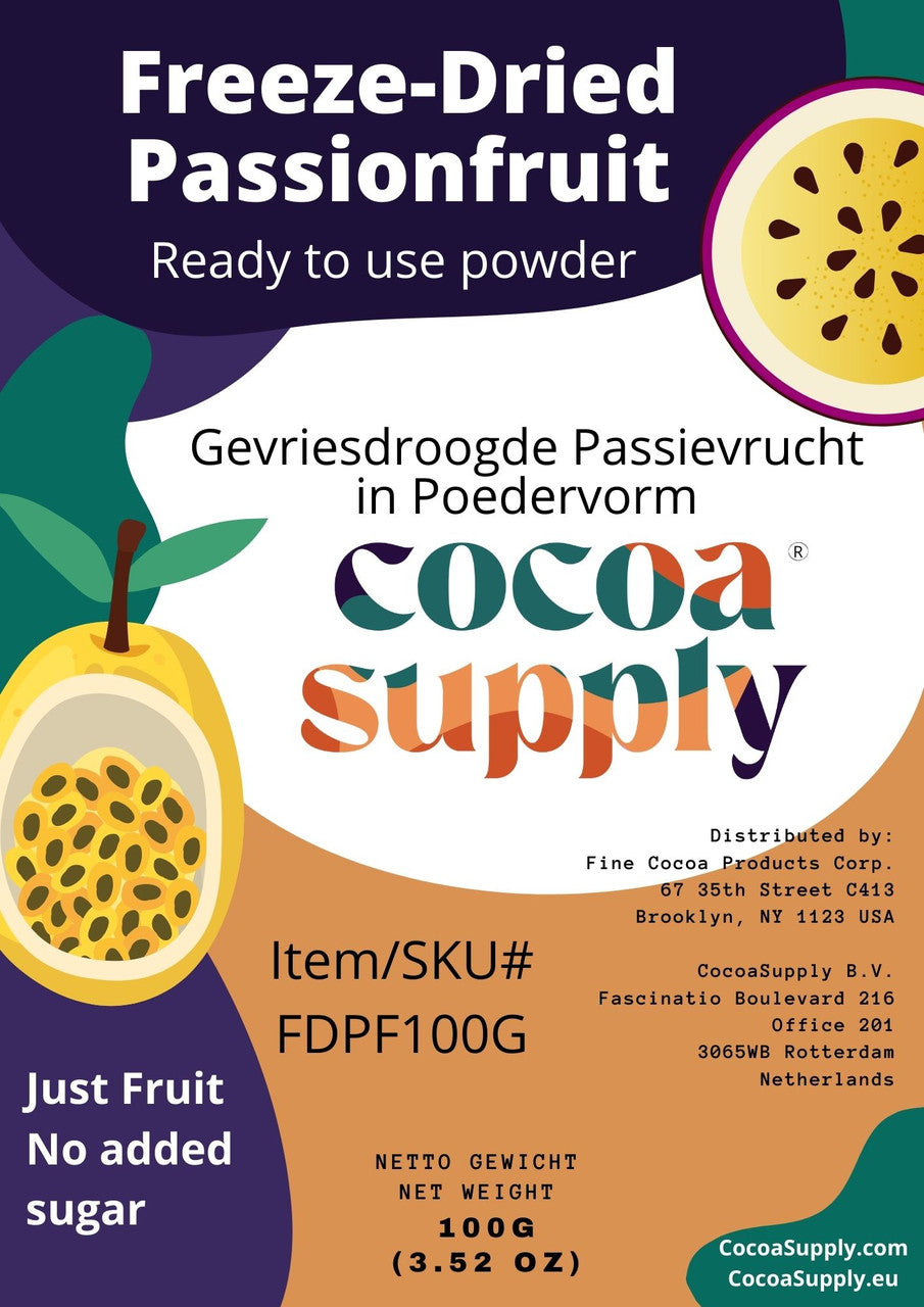 Freeze dried passionfruit label cocoasupply